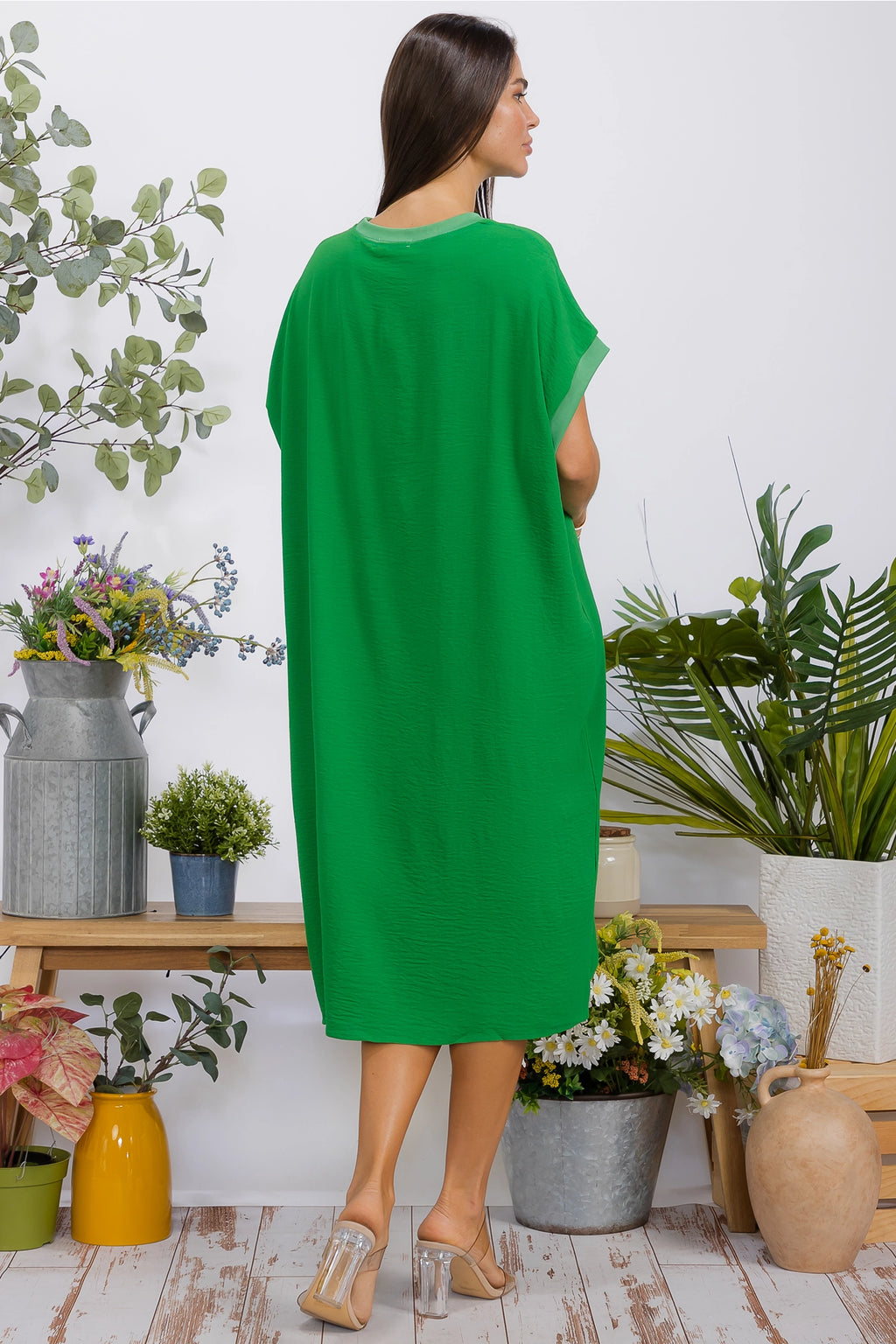 041626 Kelly Green Oversized T-shirt Dress