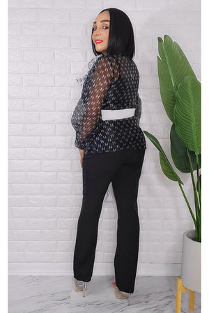 050823 The Pant with H Letter Pant Buttons Down Top Set