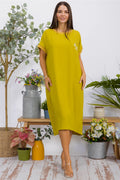 041626 Chartreuse Oversized T-shirt Dress