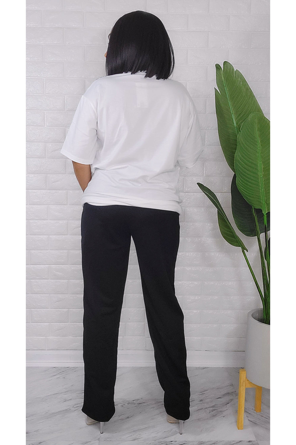 050323 Black/White Chetta Graphic Pant & Top Set