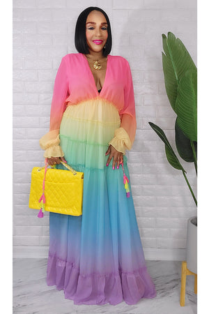 042923 The Candy Canes Rainbow Maxi Dress