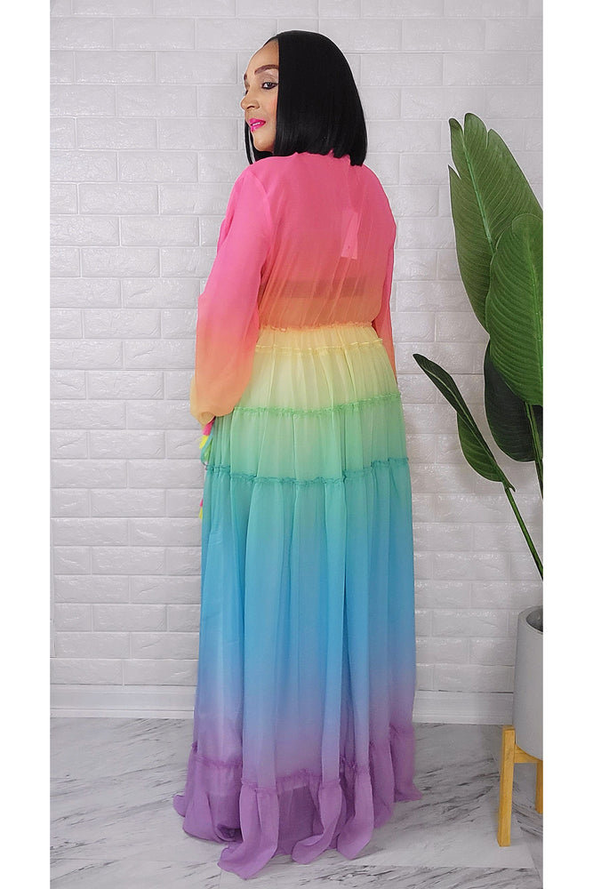 042923 The Candy Canes Rainbow Maxi Dress