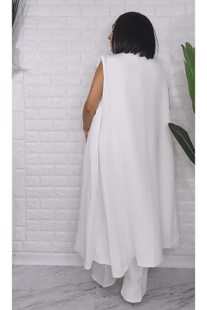 050823 The White Cape Vest Top & Pant 3 Pieces Set