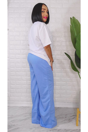 052523 Blue/White Lady Head Pant & Top Set