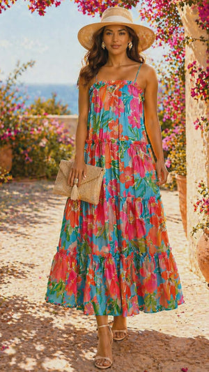 042226 The Vibrant Bloom Goddess Maxi Dress