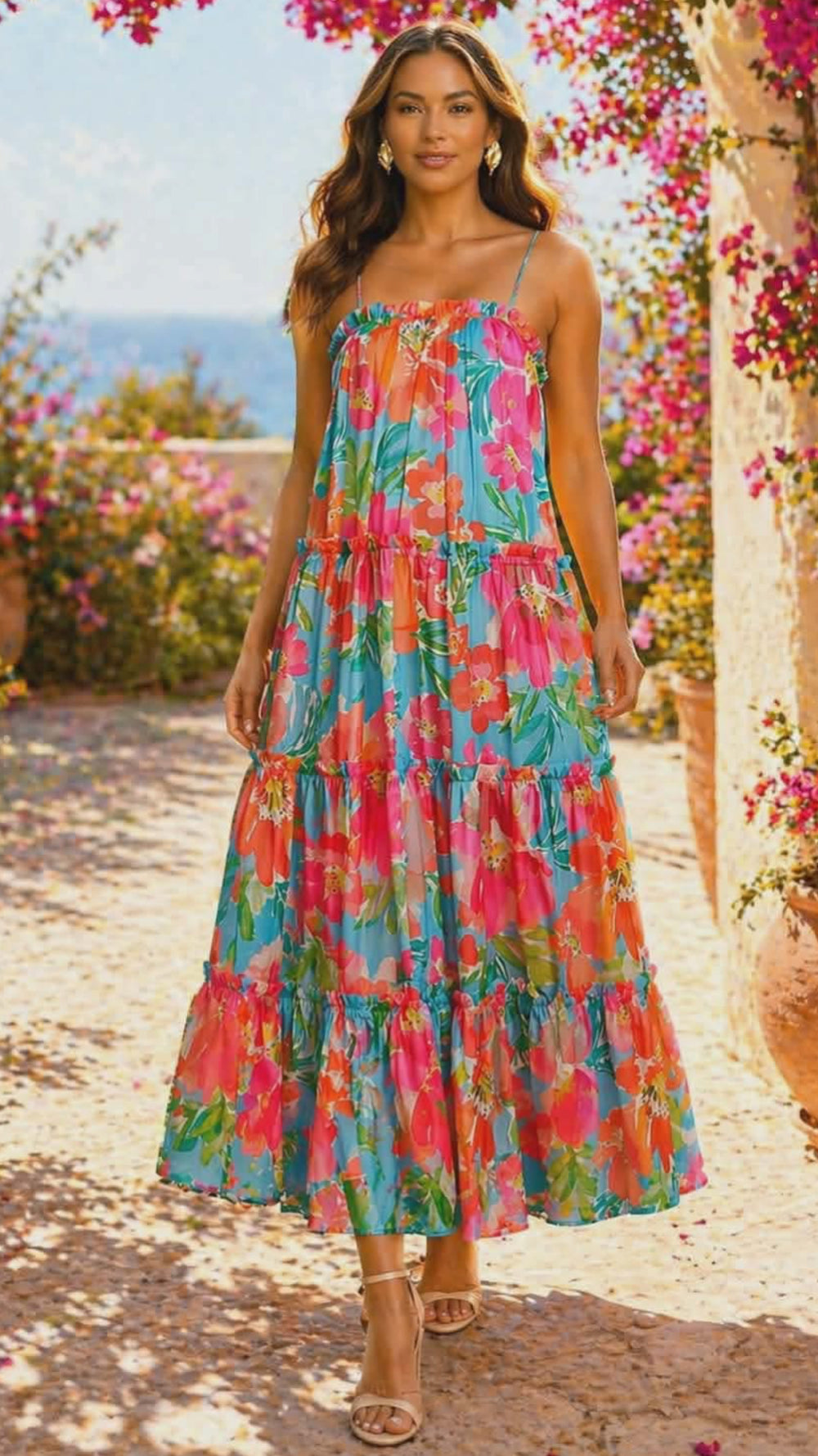 042226 The Vibrant Bloom Goddess Maxi Dress