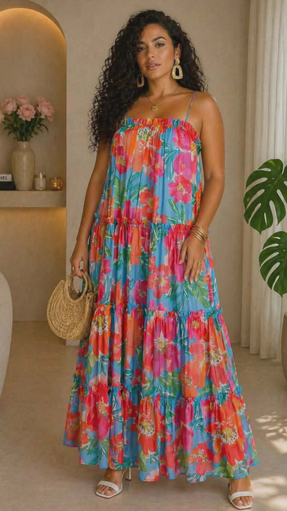 042226 The Vibrant Bloom Goddess Maxi Dress