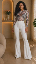 021226 Brown Zebra Print Sheer Mesh Bodysuit