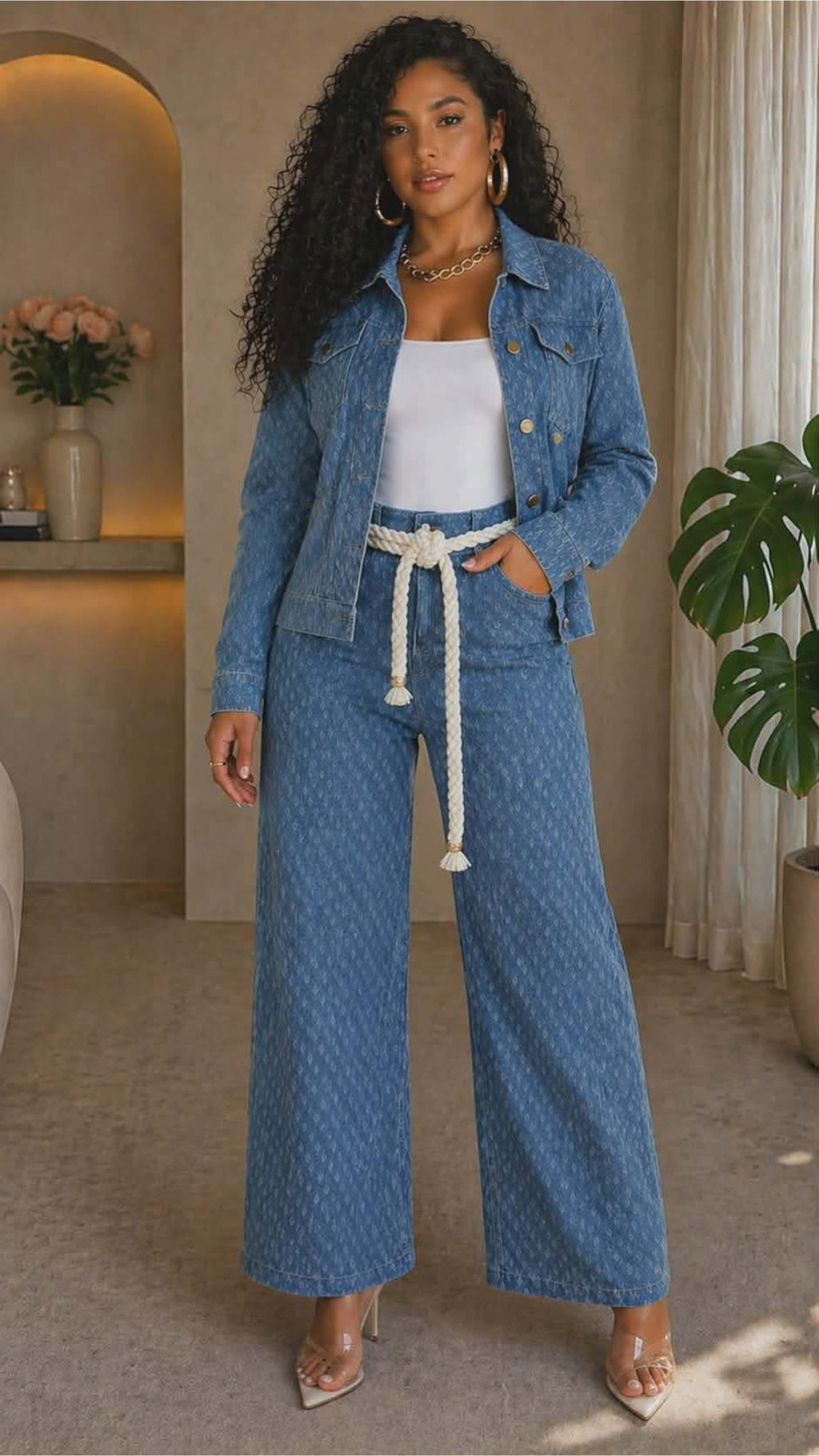 012225 The The Everyday Chic Denim Pant Set