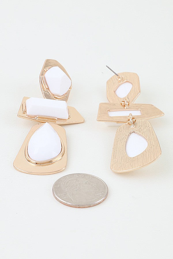 042926 Retro Geometric Frame Drop Earrings