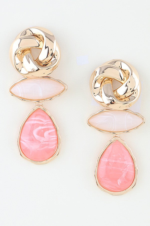 042926 Modern Marble Stone Knot Earrings
