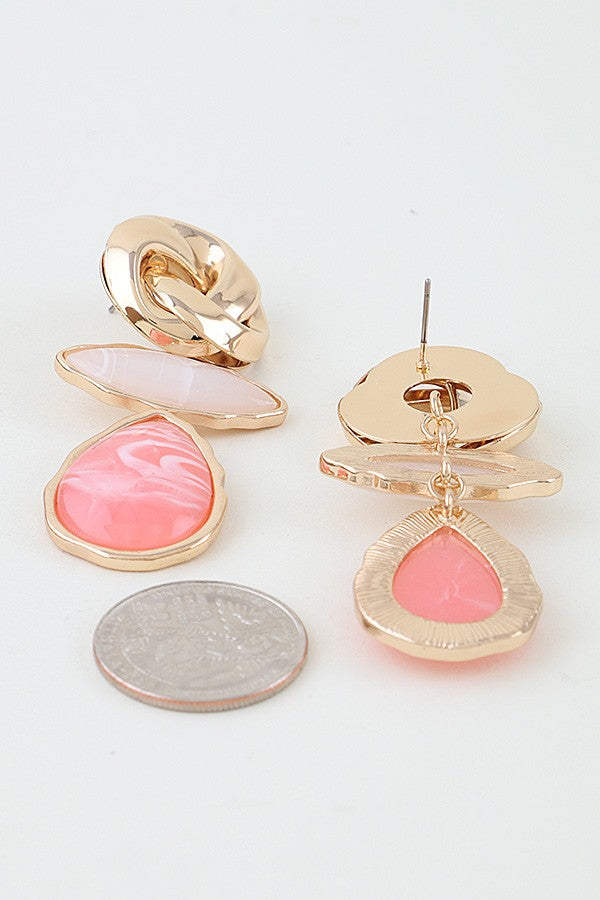 042926 Modern Marble Stone Knot Earrings
