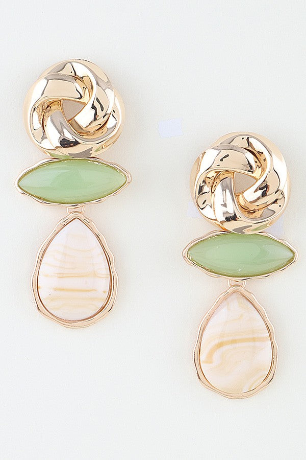 042926 Modern Marble Stone Knot Earrings