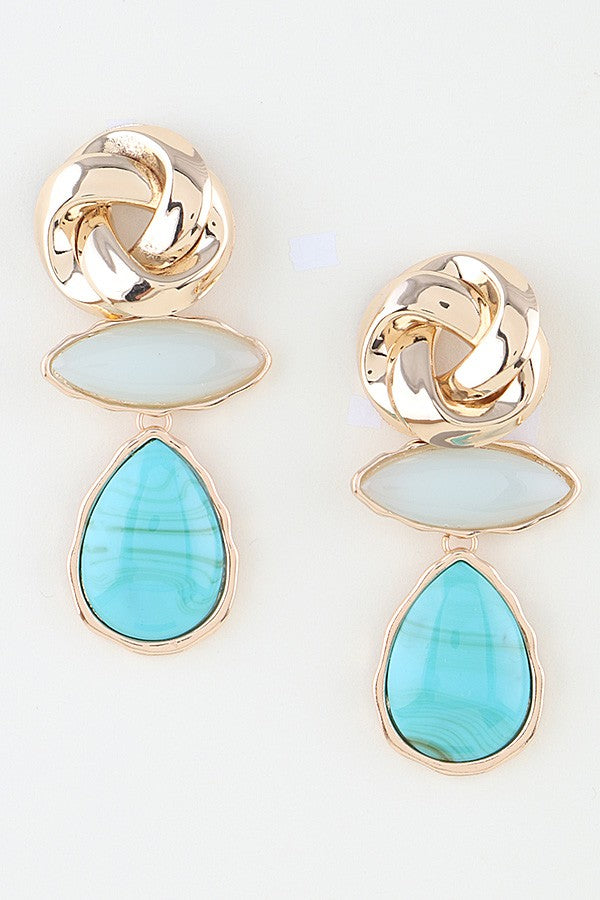 042926 Modern Marble Stone Knot Earrings