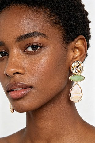 042926 Modern Marble Stone Knot Earrings