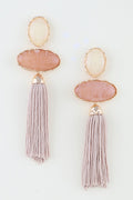 042926 Modern Stone Tassel Drop Earrings
