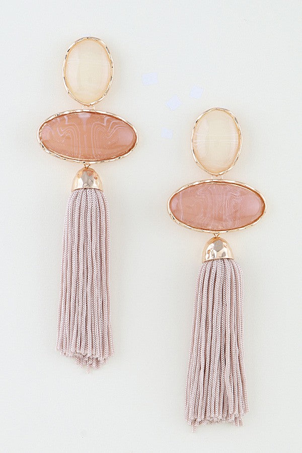 042926 Modern Stone Tassel Drop Earrings