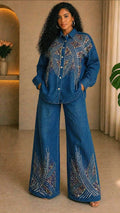 111925 Luxe Mosaic Embellish Denim Set