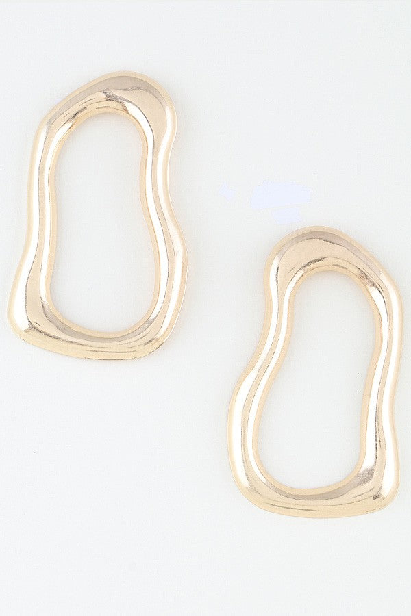 051426 Gold Polished Abstract Ripple Earrings