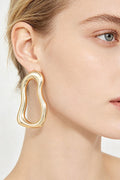 051426 Gold Polished Abstract Ripple Earrings