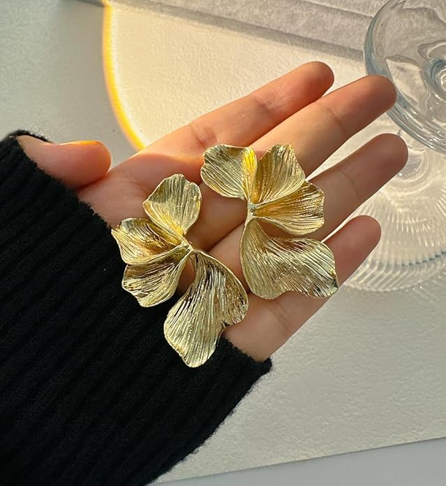 051426 Gold Blooming Petal Flower Earrings