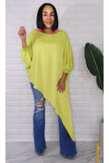 060323 The Side High & Low Lime Top With Belt