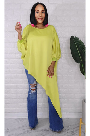 060323 The Side High & Low Lime Top With Belt