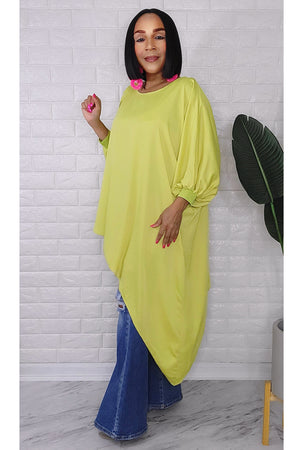 060323 The Side High & Low Lime Top With Belt