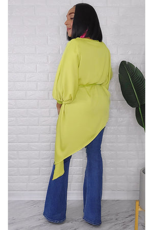 060323 The Side High & Low Lime Top With Belt