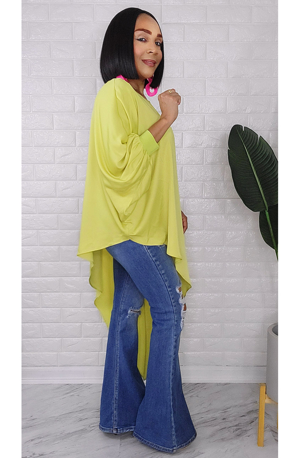 060323 The Side High & Low Lime Top With Belt