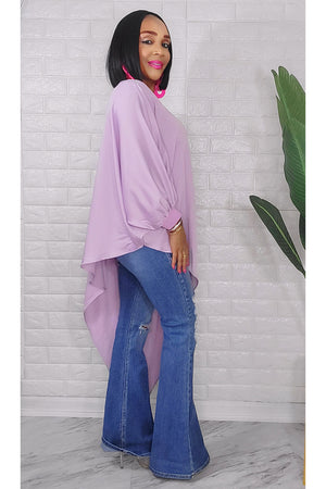 060323 The Side High & Low Lavender Top with Belt