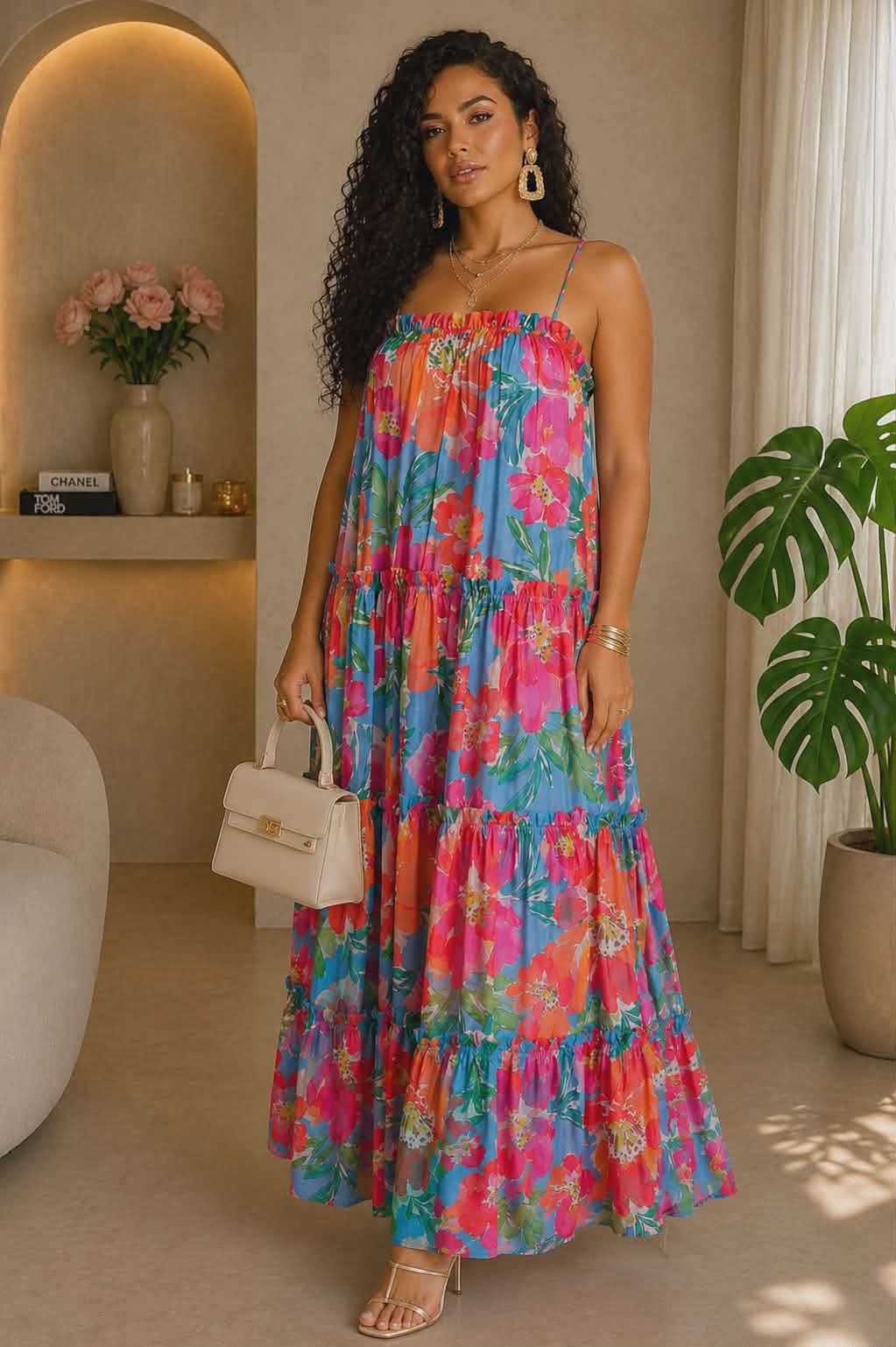 042226 The Vibrant Bloom Goddess Maxi Dress