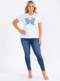 021226 White Butterfly Studs Graphic Top