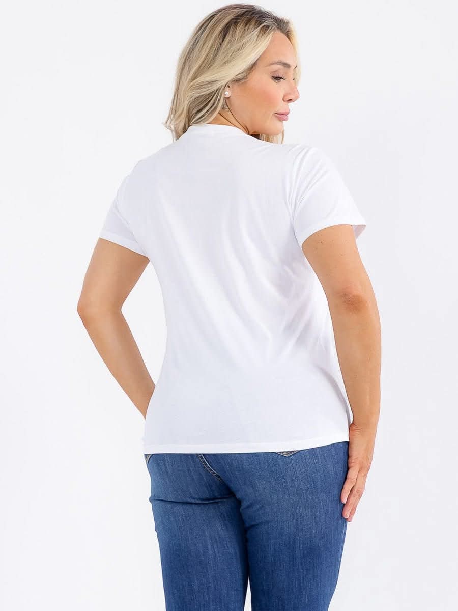 021226 White Butterfly Studs Graphic Top