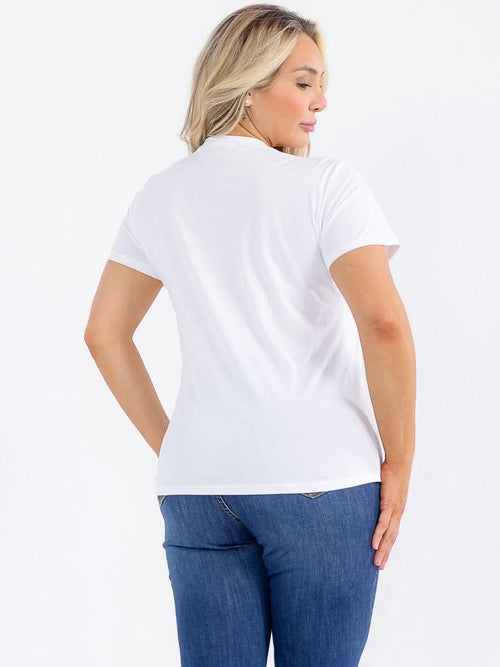 021226 White Butterfly Studs Graphic Top