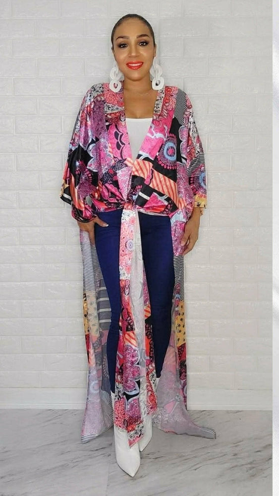 021326 The purple Florals Multi Style Kimono Dress One Size Fit All Small to 2XL