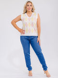 021226 Ivory Sleeveless V Neck Sweater Vest
