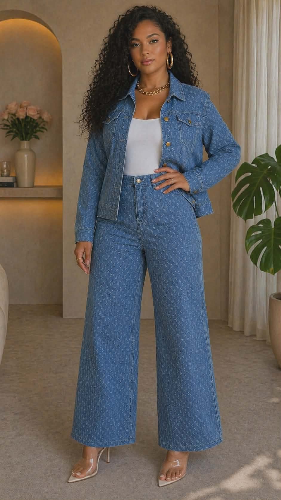 012225 The The Everyday Chic Denim Pant Set