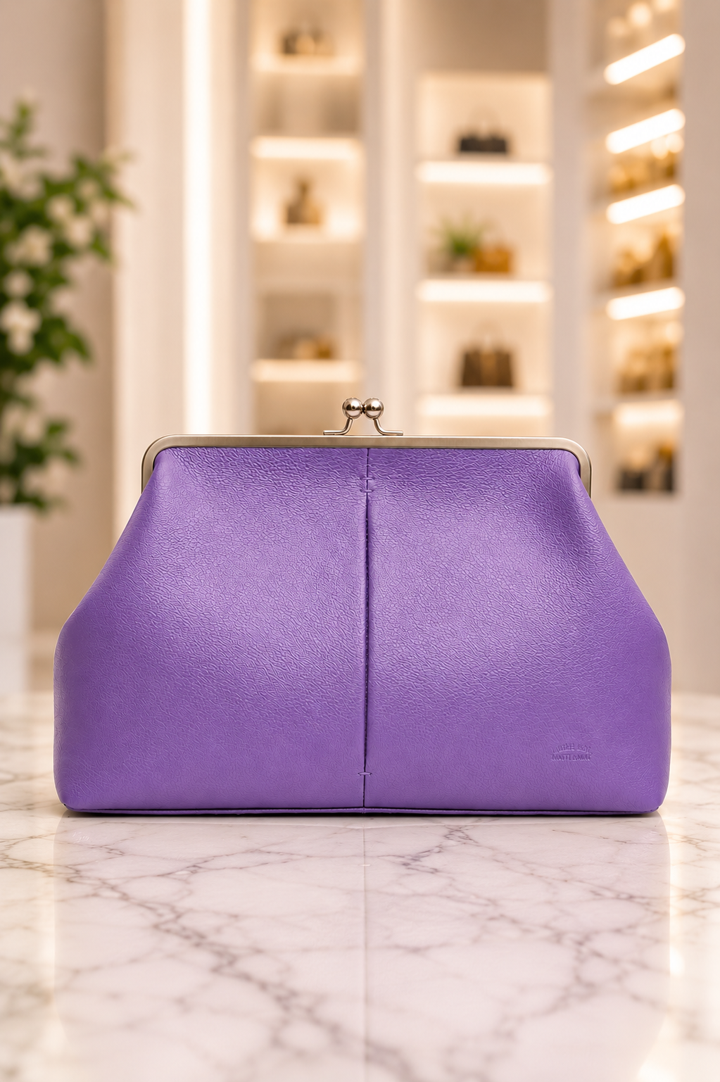 Grace Raffia Oversized Kiss Lock Clutch - Dusted Grape
