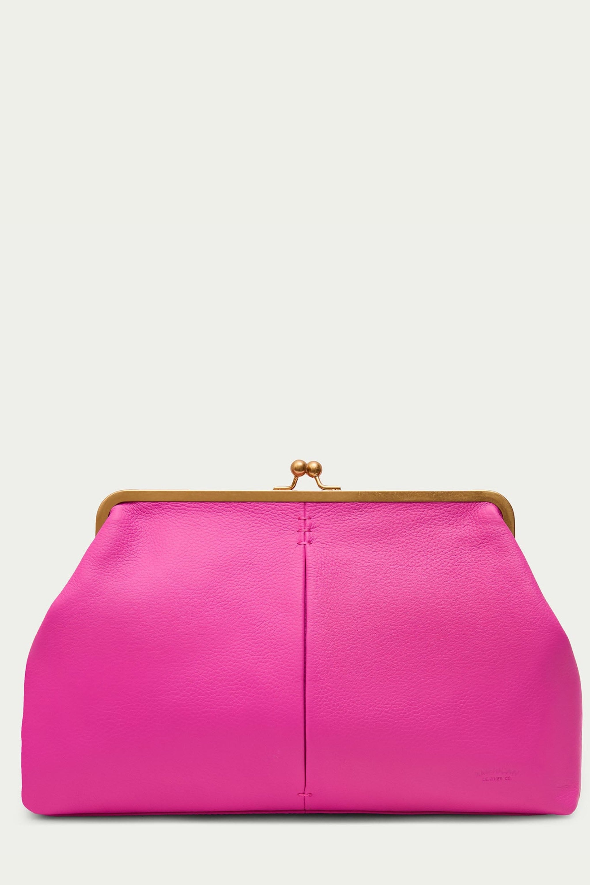 Grace Raffia Oversized Kiss Lock Clutch - Knockout Pink