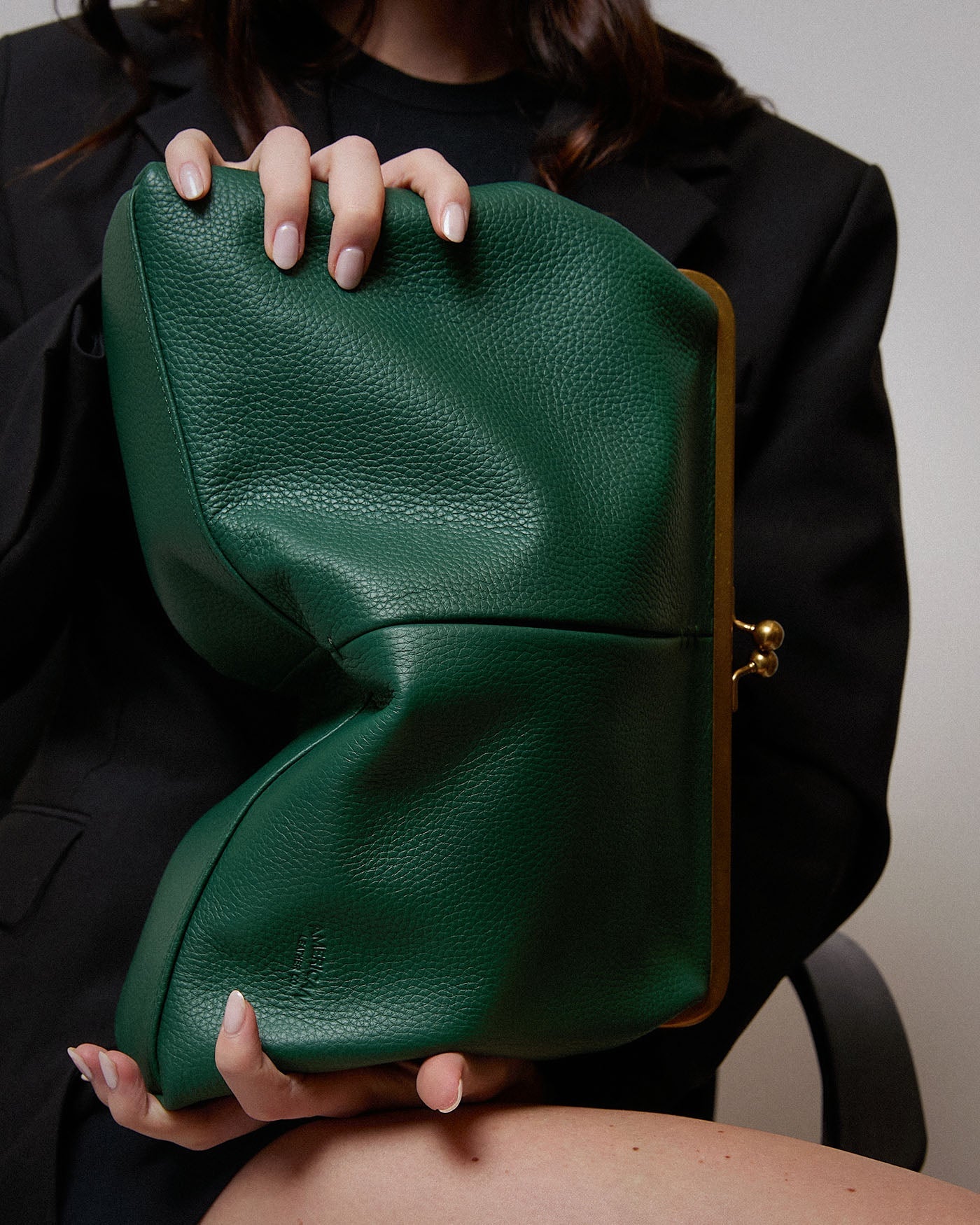 Grace Raffia Oversized Kiss Lock Clutch - Deep Emerald
