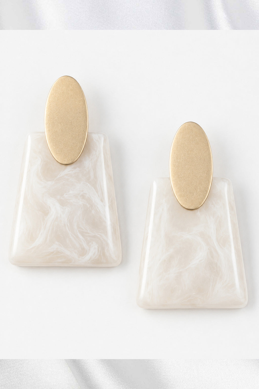 Gold White Abstract Stone Fashion Earrings (Copy)
