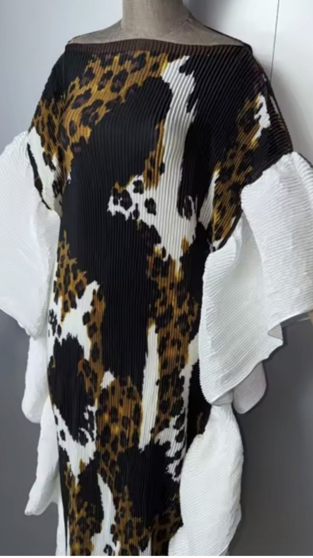 The Safari Elegance Ruffle Sleeves Maxi Dress One Size Fit All S to 3XL