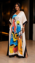 Tribal Printed Multicolor Kaftan Dress Lounge Wear One Size fit All S to 3XL