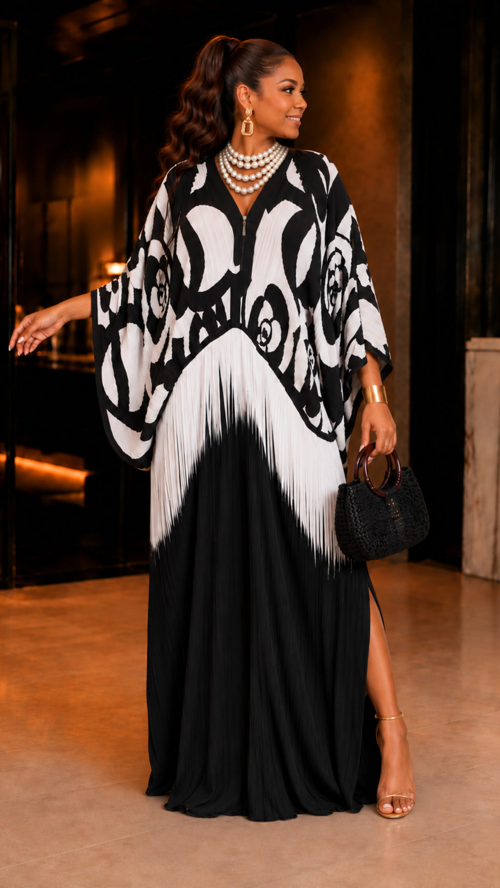 The Monochrome Rose Fringe Maxi Dress One Size Fit All Small to 2XL