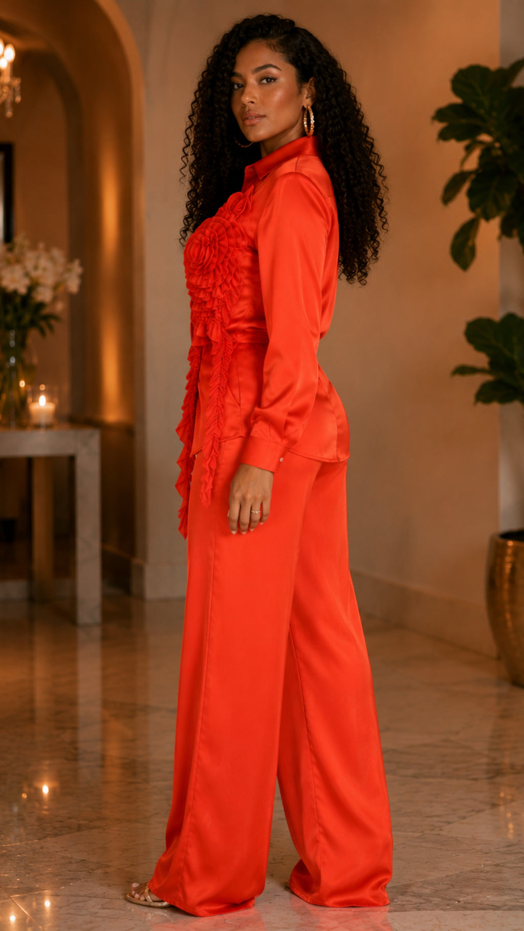092823 The Rustic Orange Long Sleeve Shirt and Pant Set