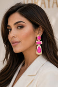 042926 Retro Geometric Frame Drop Earrings