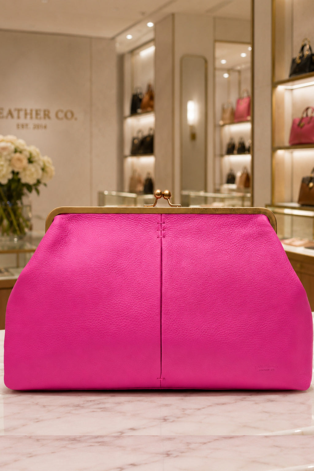 Grace Raffia Oversized Kiss Lock Clutch - Knockout Pink