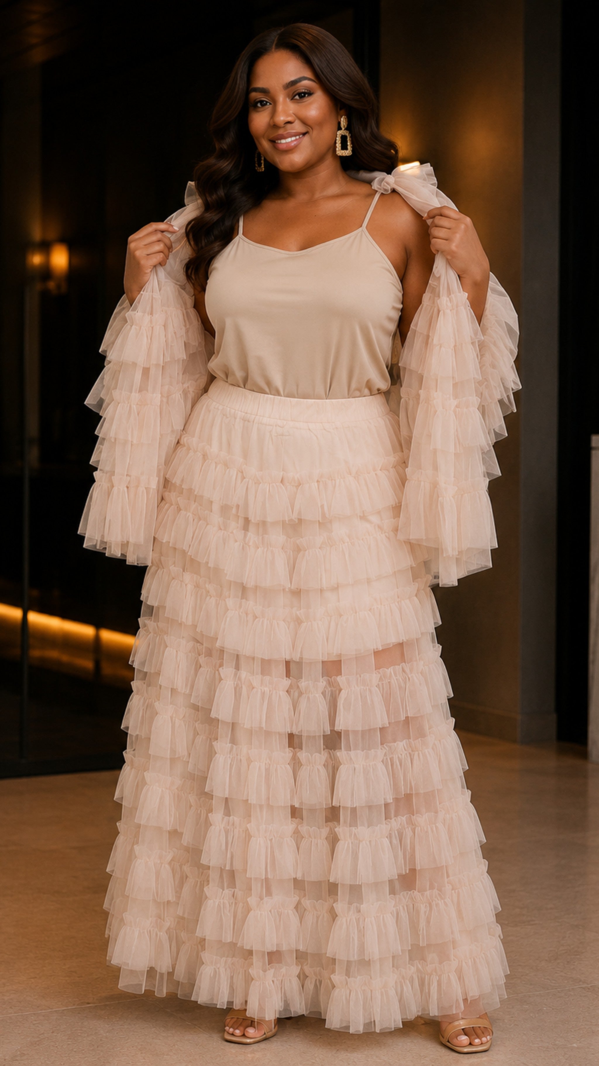 Ophelia 3 Pieces Tulle Skirt Set - Khaki