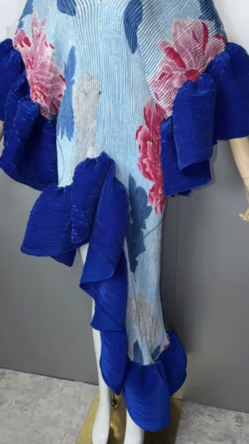 The Royal Bloom Asymmetrical Ruffle Tunic Top/Dress